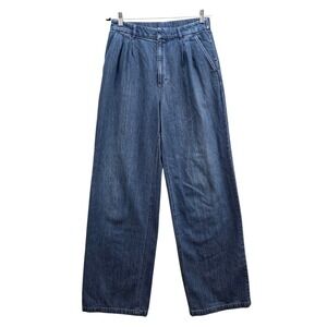 GAP Wide Leg Jeans 365 Relaxed Pleated Trouser Women's Size 6 TALL Denim